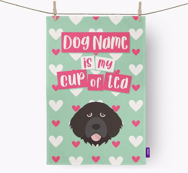 '{dogsName} is my cup of tea' Dish Towel with {breedFullName} Icon